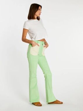 Hammie’s Honeydew Cream Patch Pocket Corduroy Flares Bells High Waist